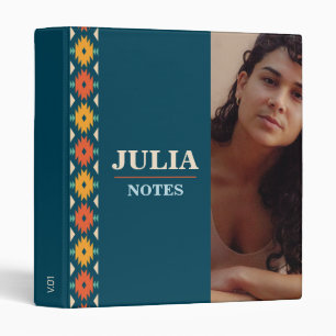 Blue Native American Geometric Monogram Photo Binder