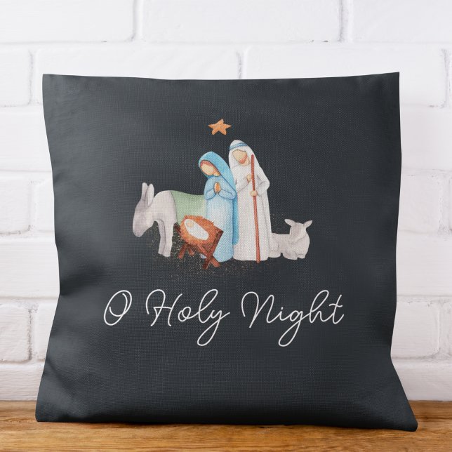 Blue Nativity Religious Christmas  Throw Pillow (Creator Uploaded)