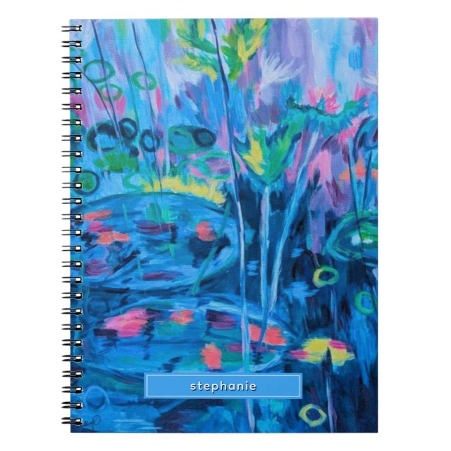 Blue Nature Floral Abstract Notebook (Front)