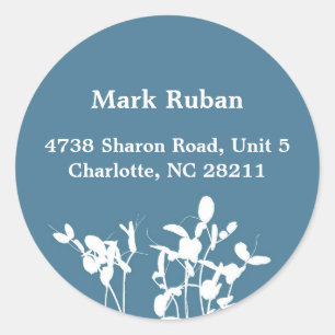Blue nature leaf plant custom name address label