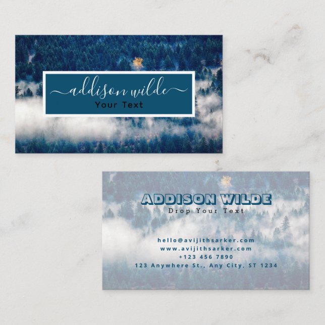 Blue Nature With White Cloud Modern Personalized  Business Card (Front/Back)