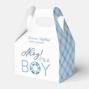 Blue Nautical Ahoy It's A Boy Baby Shower Favor Box