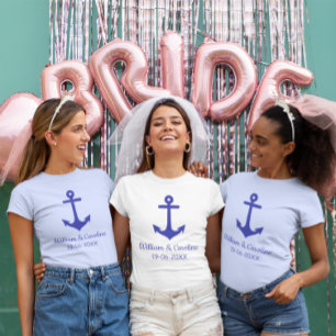 Blue Nautical Anchor Beach Destination Wedding T-Shirt