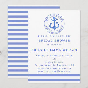 Blue Nautical Anchor Bridal Shower Invitation