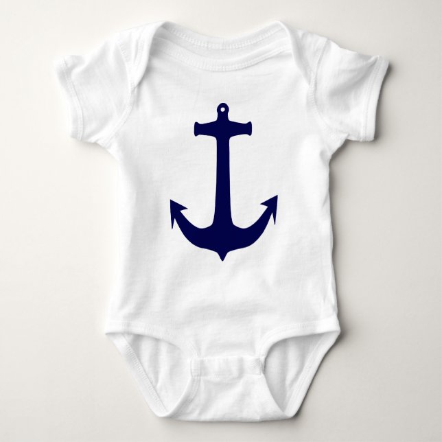 Blue Nautical anchor pattern Baby Bodysuit (Front)