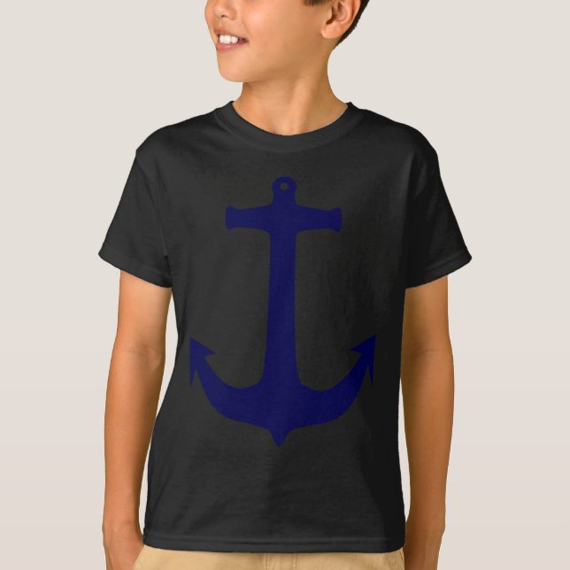 Blue Nautical anchor pattern T-Shirt (Front)