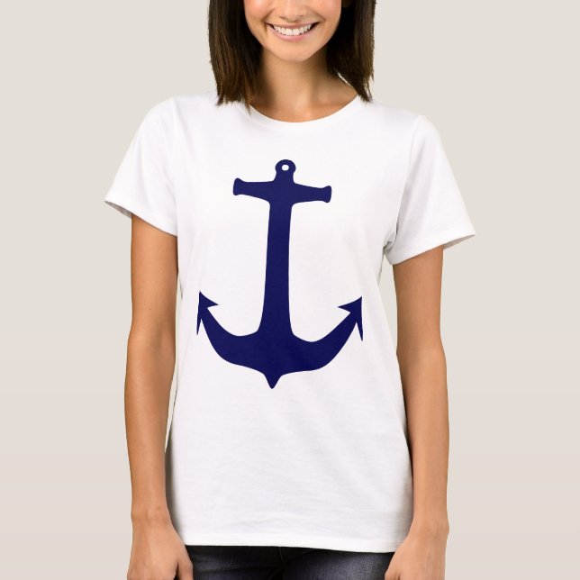 Blue Nautical anchor pattern T-Shirt (Front)