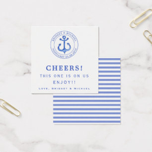 Blue Nautical Anchor   Wedding Drink Ticket