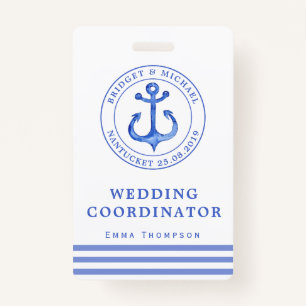 Blue Nautical Anchor Wedding Planner Badge