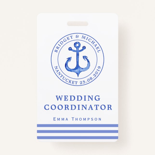 Blue Nautical Anchor | Wedding Planner Badge (Front)