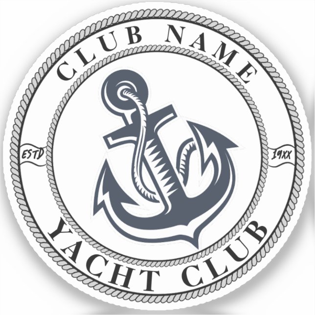 Blue Nautical Anchor yacht club boat marina Name (Front)
