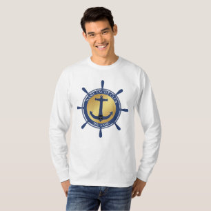 Blue Nautical Anchor yacht club boat marina Name T-Shirt