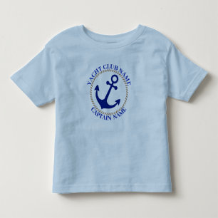 Blue Nautical Anchor yacht club boat marina Name Toddler T-shirt