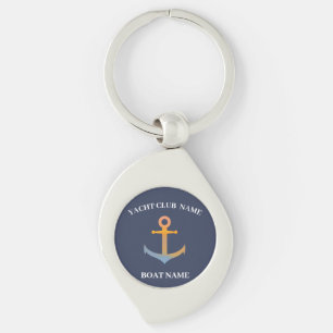 Blue Nautical Anchor yacht club boat marina welcom Keychain