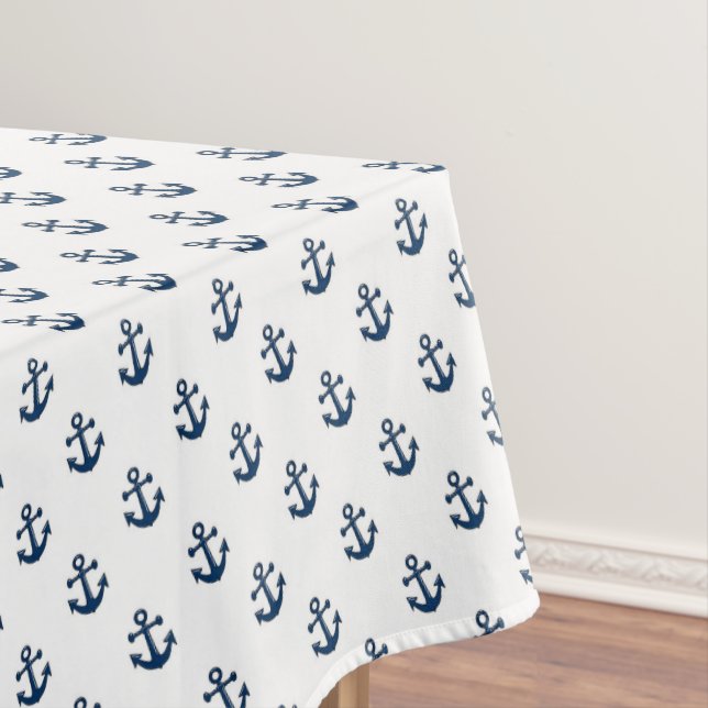 Blue Nautical Anchors Tablecloth (In Situ)