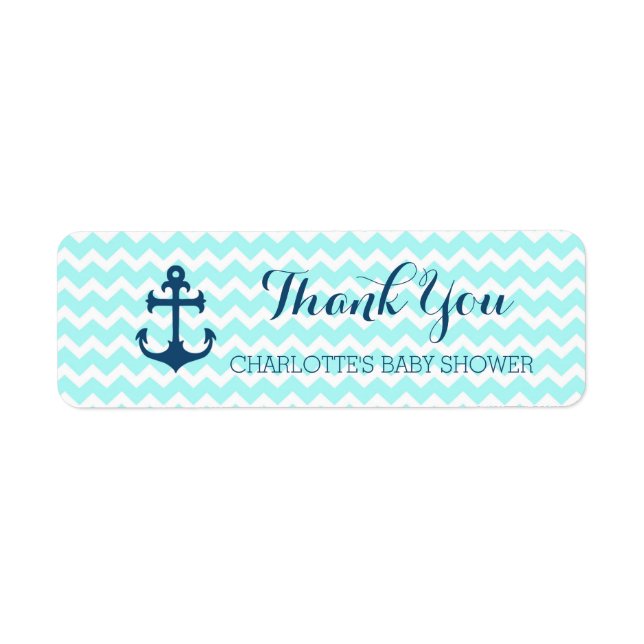 Blue Nautical Baby Shower Favour Labels (Front)