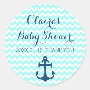 Blue Nautical Baby Shower Favour Stickers