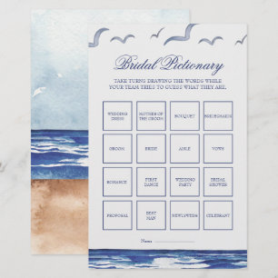 Blue Nautical Coastal Sea Bridal Pictionary Game