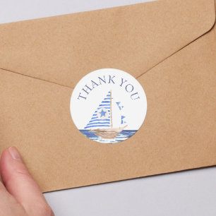 Blue Nautical Coastal Sea Bridal Shower Thank You Classic Round Sticker