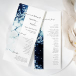 Blue Nautical Destination Wedding Flat Program<br><div class="desc">This Blue Nautical Destination Wedding Flat Program design pairs sleek and classic white with striking dark royal blue watercolor ocean waves as a gorgeous backdrop for sophisticated minimalist typography and boho script details. Perfect for a modern luxury nautical aesthetic, with a unique moody navy beach style. This beautifully curated collection...</div>