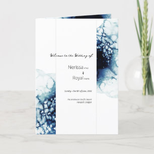 Blue Nautical Destination Wedding Folded Program