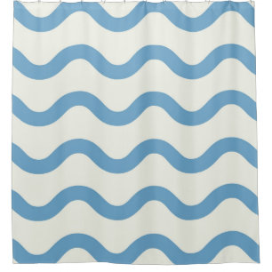 Blue Nautical Groovy Wavy Stripe Modern Minimalist