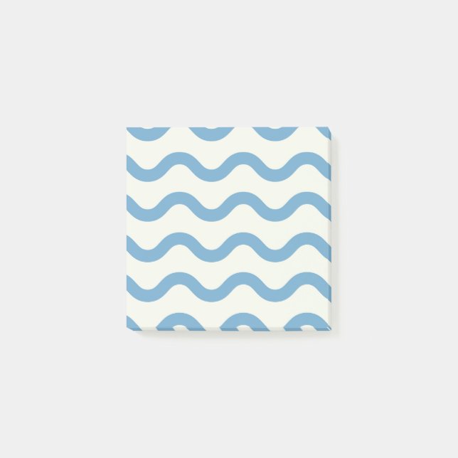 Blue Nautical Groovy Wavy Stripe Modern Minimalist Post-it Notes (Front)