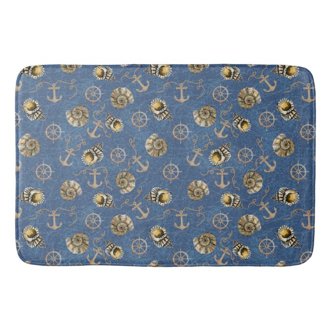 blue nautical pattern bath mat (Front)
