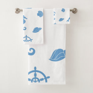 Blue Nautical Pattern Bath Towel Set