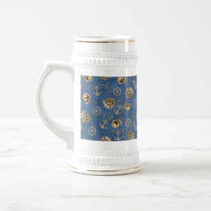blue nautical pattern beer stein