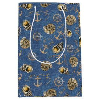 blue nautical pattern medium gift bag