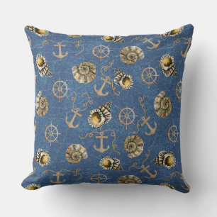 blue nautical pattern throw pillow
