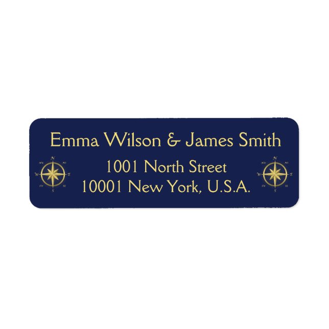 Blue Nautical Personalized Return Address Labels (Front)