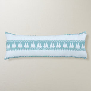 Blue Nautical Sailboat Coastal Stripes Body Pillow