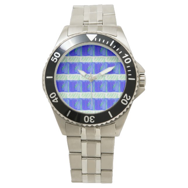 Blue Nautical Theme Wall Clock Watch (Front)