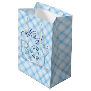 Blue Nautical Watercolor Baby Shower Medium Gift Bag