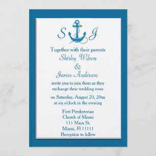 Blue Nautical Wedding Invitation