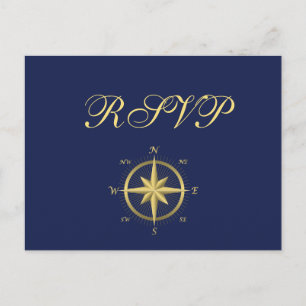 Blue Nautical Wedding RSVP Postcards