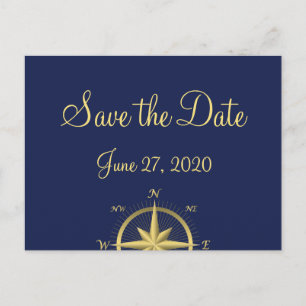 Blue Nautical Wedding Save The Date Postcards