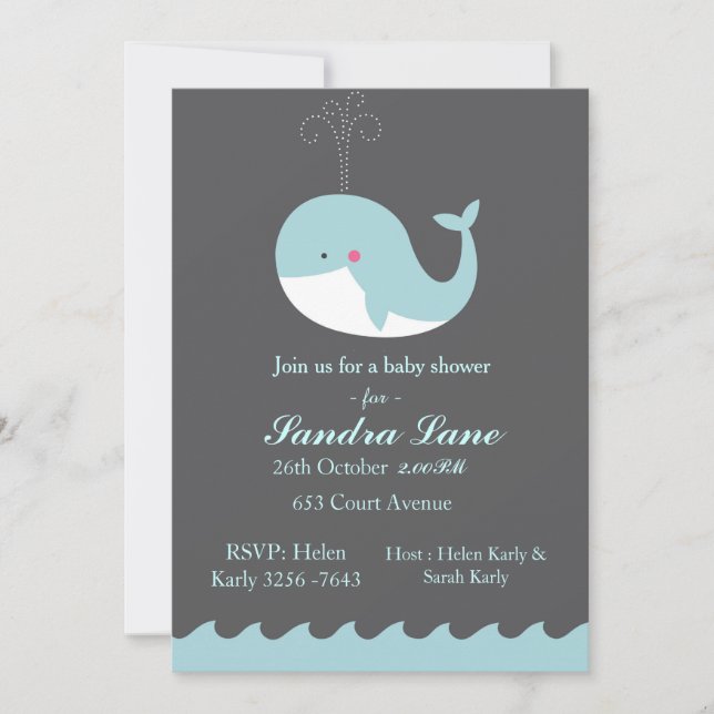 Blue Nautical Whale Baby Shower Invitation (Front)