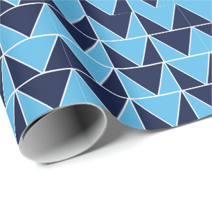 Blue Navy Blue Geometric Triangle  Wrapping Paper