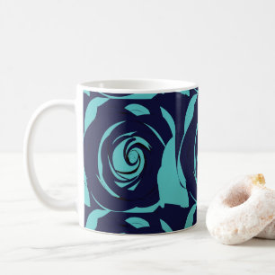 Blue Navy Blue Rose Flower Coffee Mug