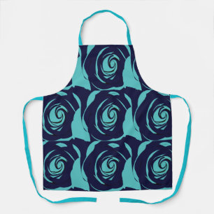 Blue Navy Blue Rose Flower Floral Pattern Apron