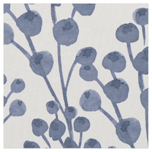 Blue Navy Botanical Fabric (Close Up)