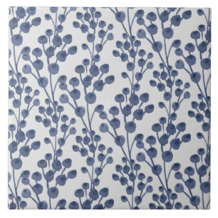 Blue Navy Botanical Tile
