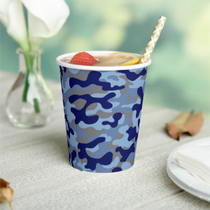 Blue Navy Camo Pattern  Paper Cups