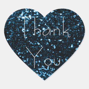 Blue Navy Deep Glitter Glam Thank You Spark Heart Sticker