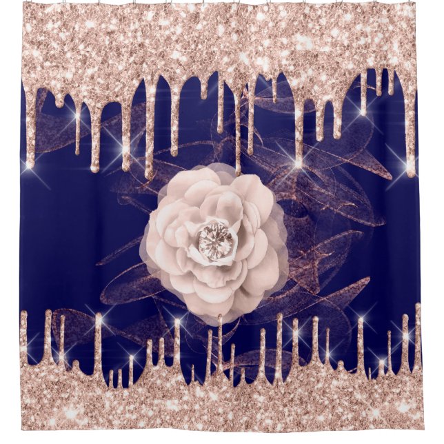 Blue Navy Drips Rose Gold Diamond Glam (Front)