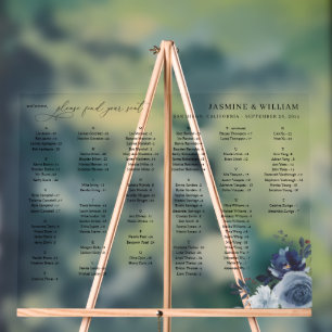 Blue & Navy Floral Alphabetical Seating Chart S
