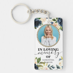 Blue Navy Floral Celebration of life Gift Keychain